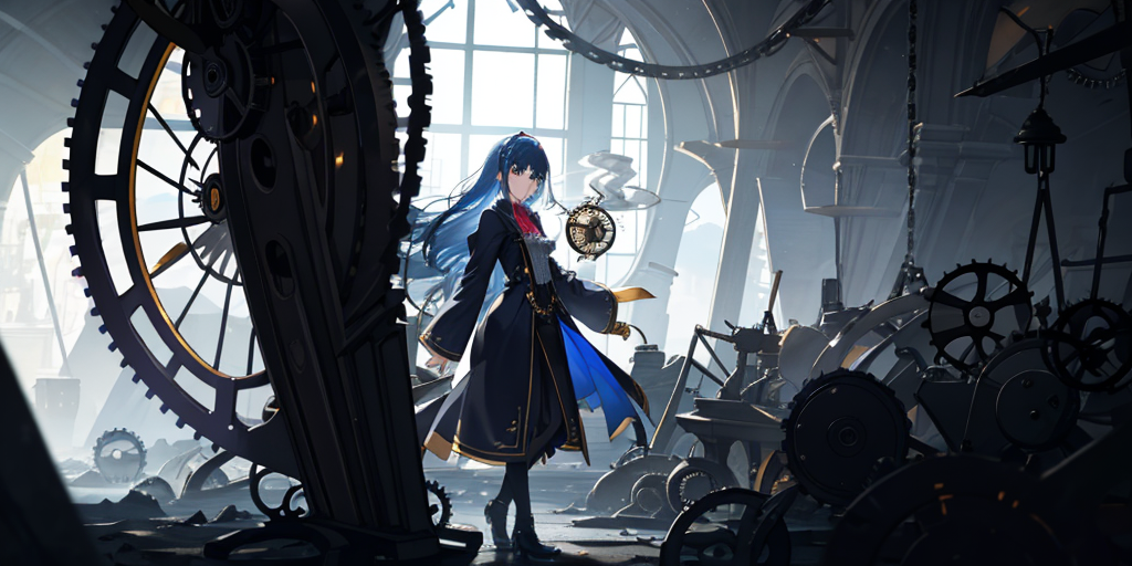 00264-3311980476-(Close-up_1.2), 1girl, solo, standing inside a fantasy clock tower, blue hair, white eyes, magician robes outfit, intricate back.png